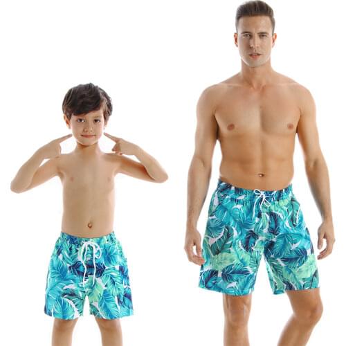 Family Matching Swimsuit Outfits 2021 New Summer Adult Kids Boys Swimwear Man Swim Shorts Soft Children Beach Short 3-12 Years