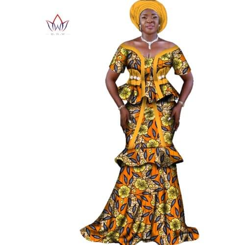 Customize 2021 Traditional African Print Wax Women Short Sleeve Shirt&Cupcake Skirt&Scarf 3 Pieces Set Sexy Lady Suits WY2515