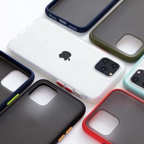 Simple Shockproof case for iphone 11 11Pro Max XS Max X XR Hit color hard case For iphone 7 8 Plus Clear protective cover