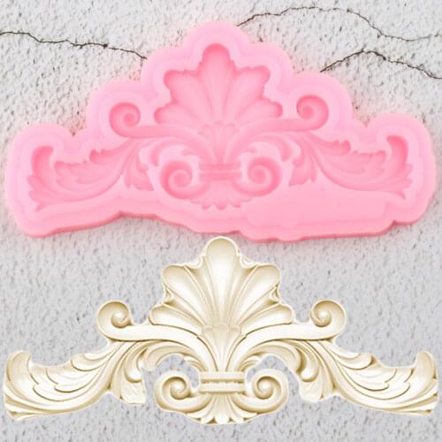 Scroll Relief Cake Border Silicone Molds Flower Cupcake Topper Fondant Mold Cake Decorating Tools Candy Chocolate Gumpaste Mould