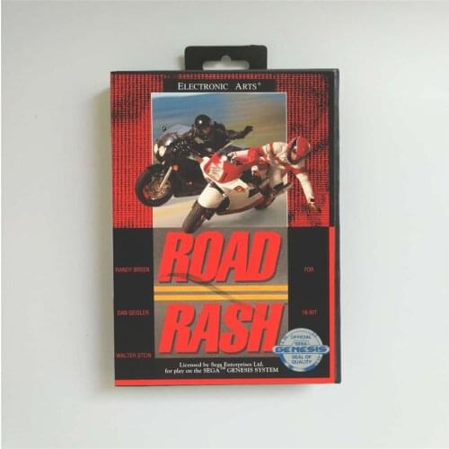 Road Rash - USA Cover With Retail Box 16 Bit MD Game Card for Sega Megadrive Genesis Video Game Console