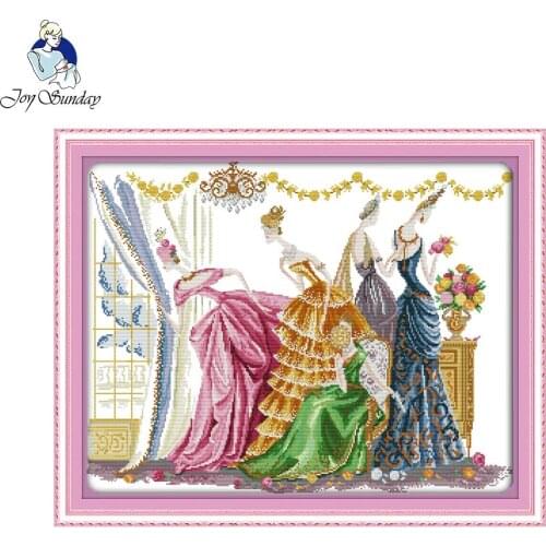 Joy Sunday Needlework DIY 14CT unprinted Cross stitch Embroidery Dancing party pattern Counted White canvas Cross-Stitching hand