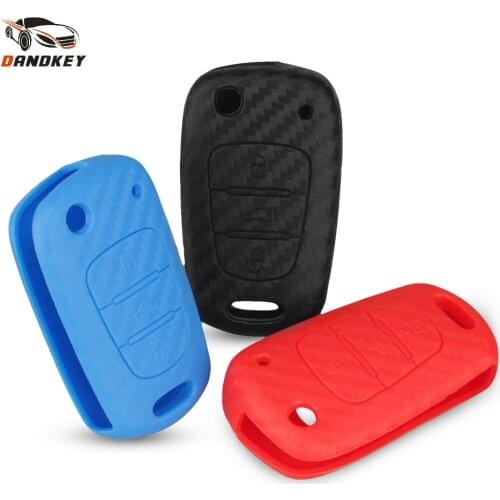Dandkey Carbon Fiber Patten Silicone Car Key Cover Case For Kia RIO K2 K5 Sportage Sorento For Hyundai i20 i30 i35 Solaris Verna