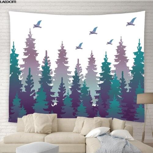 Modern Aesthetics Tapestry Abstract Forest Tree Birds Background Wall Hanging Cloth Chinese Style Living Room Bedroom Home Decor