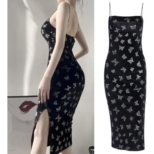 Chinese Traditional Dress for Women Festival Clothes Gothic Sexy Mini for Female Satin Velvet Qipao Ladies Club Black Cheongsam