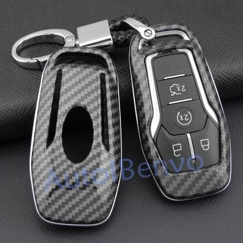 Carbon Fiber Smart Car Key Protect Shell For Ford Mustang Edge Mondeo F-150 Explorer Lincoln MKZ MKC MKX Keychain Accessories
