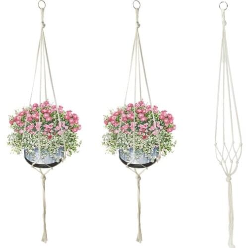 1pc Plant Hanger Wall Decoration Handmade Macrame Flower Pot Hanging Basket Rope Flower Pot for Countyard Garden Decor Supplies