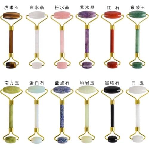 WT-G278 Fashion Natural Gem stone Double head Massage stick roller massager Facial beauty massager gift for woman wholesale