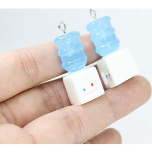 Yamily 5Pcs/ lot Dollhouse 3D Drinking Fountain Charm Resin Water Dispenser Pendant For Keychain Necklace Earring Diy Jewelry