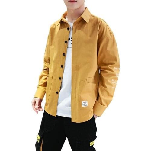 Japanese cotton men loose vintage casual mens dress shirts streetwear camisa de hombre fall tops solid color long sleeve shirt