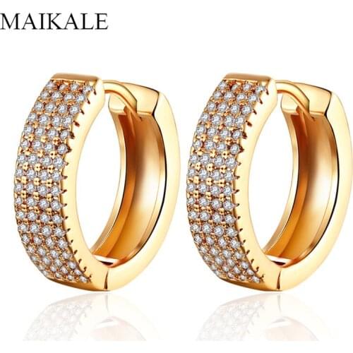 MAIKALE Luxury Multilayer Cubic Zirconia Hoop Earrings Gold Silver Color Round Circle CZ Earrings for Women Fine Jewelry Gifts