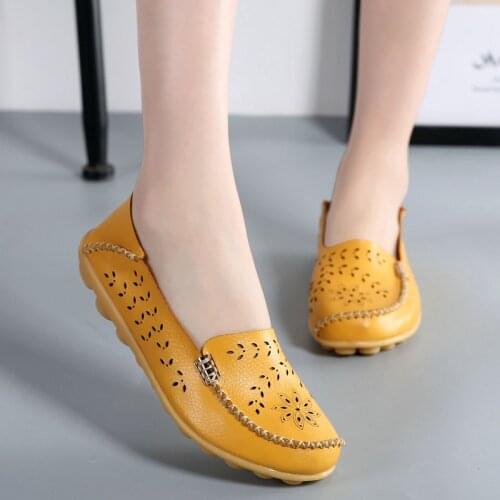 2018 Summer fashion women flats shoes women genuine leather shoes woman cutout loafers slip on ballet flats ballerines flats