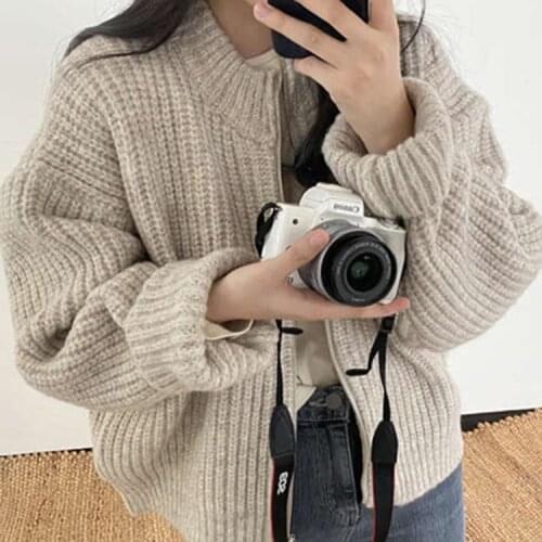 Mozuleva New 2021 Autumn Winter Womens Sweaters Zipper Cardigans Oversize Korean Elegant Wild Lady Knitwears Tops
