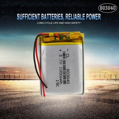 1pc 3.7V 1000mAh 803040 Li-Po ion Rechargeable battery for GPS PSP mp3 mp4 mp5 Bluetooth speaker sound mobile Pocket