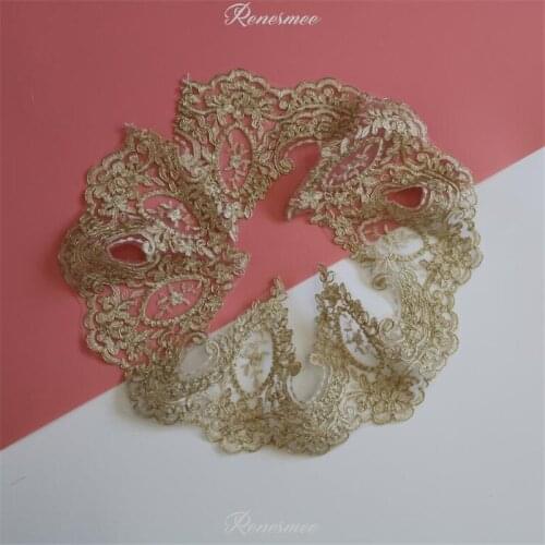 1Yard Light Gold Cord Embroidery Lace Trim for Bridal Wedding Gown Costume Design Lace Mesh 16cm SX343