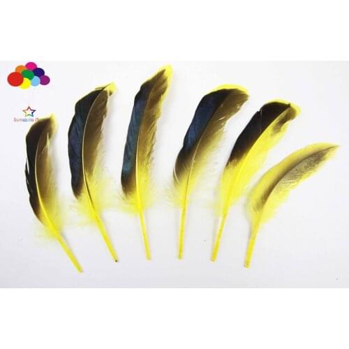 100pcs 100% natural duck feather dyed yellow 10-15cm/4-6inch beautiful for Diy costume mask headdress