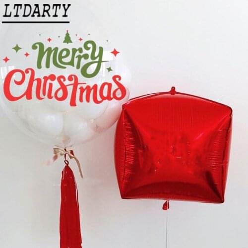 18 Inch Transparent Bobo Cube Balloon Christmas Sticker Helium Balloon Merry Christmas Party Supplies Decoration Children Toys