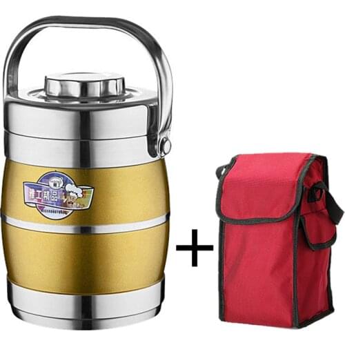 2.2L Double Wall Vacuum Thermal Insulated Stainless Steel Lunch Box Portable Office Large Food Container Adult Bento Lunchbox