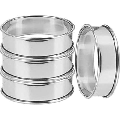 4Pcs Double Rolled TartRings Stainless Steel English Muffin Rings Professional Crumpet Rings D1