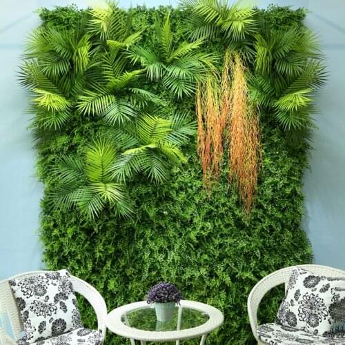 60x40 Cm DIY Artificial Plant Wall Banana Leaves Eucalyptus Clover Plant Lawn Wedding Home Hotel Decoration Accessories Balcony