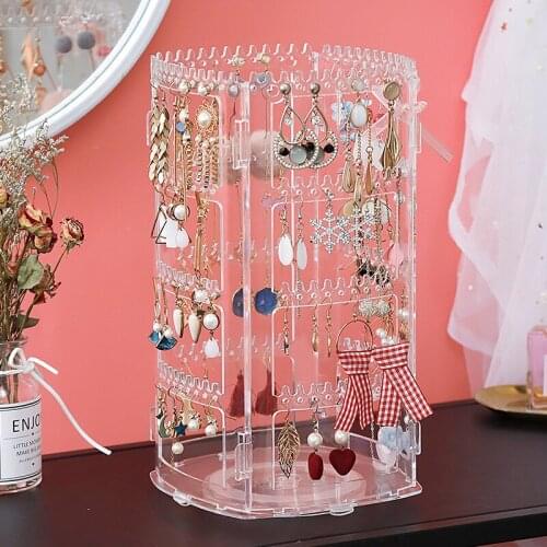 Acrylic 360 Rotating Earring Display Stands and Jewelry Displays 156 Holes and 160 Grooves for Earring and Necklace Organizer