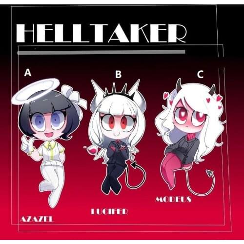 Acrylic Keychain Strap Helltaker Azazel Lucifer Modeus Keyring Hanging Figure