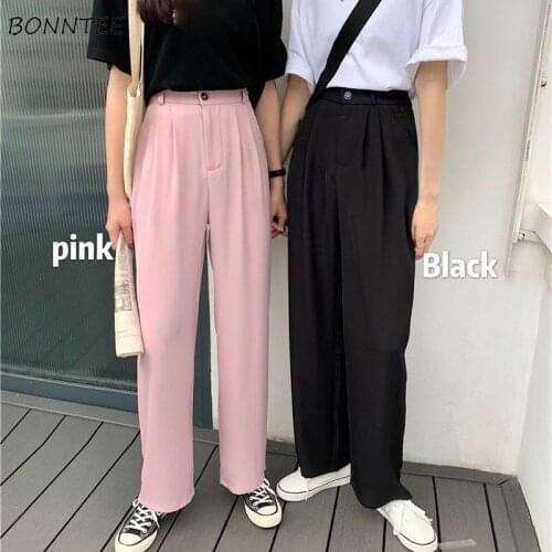 Summer Fashion Pants Women Simple Plus Size High Waist All-match Korean Style Wide Leg Casual Streetwear Female Elegant Trousers
