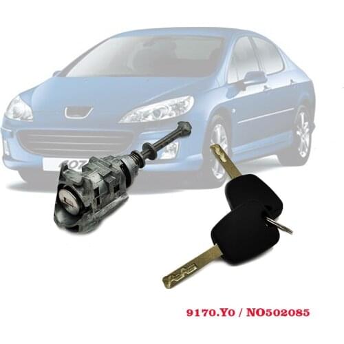 Left front door lock cylinder with 2 keys for Citroen C4 2004-2011 Picasso 2006-2008