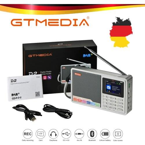 GTMEDIA D2 Portable Radio FM DAB stereo/ RDS Multi Band Radio Speaker with LCD Display Alarm Clock Support Micro SD TF Card