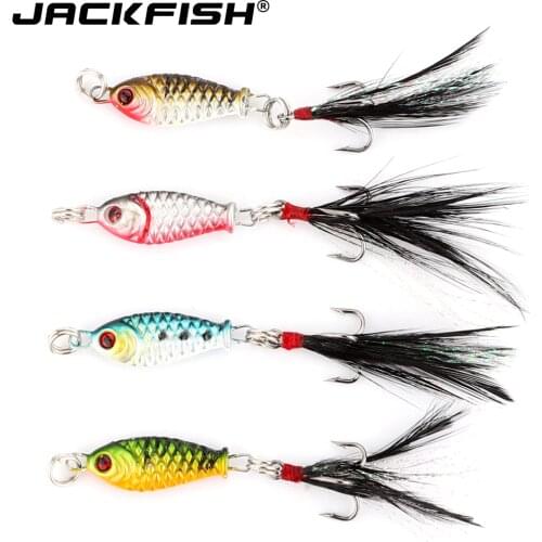 JACKFISH Hard Fishing Lure 4pcs/lot Lead Hard Baits With Treble Hook 4.7g Spoon Lures Pesca Fishing Tackle Artificial Bait