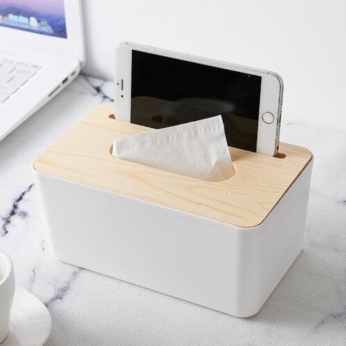 Kitchen Wooden Plastic Tissue Box Solid Wood Napkin Holder Case Simple Stylish Bamboo cover Hotel storage box