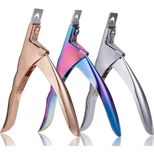 3 Colors U Word Cutting Nail Art Clippers French False Nail Tips Edge Cutters Stainless Steel Trimmers DIY Manicure Tool