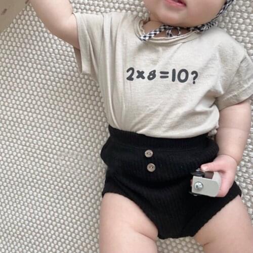 Summer Baby Fashion Printing T-shirt and Solid Color Overalls Optional