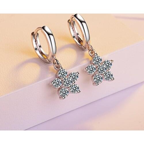 Fashion Cute Romantic Star Pendant Drop Earrings For Women Plum Blossom Flower Zircon Stone Tassel Earring Piercing Jewelry Gift