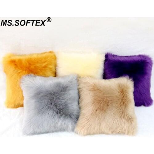 MS.Softex Plush Fur Pillow Case Artificial Sheepskin Cushion Pillow Cover Washable Home Decoration