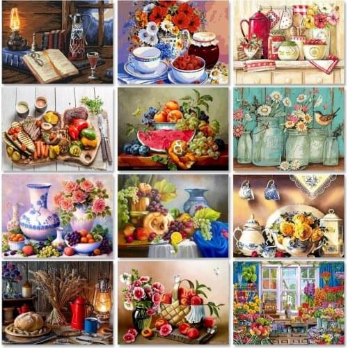 GATYZTORY Framed DIY Painting by numbers Canvas Kits Fruit Home Decor Coloring By Numbers Adult Arts and Crafts Handmade Gift