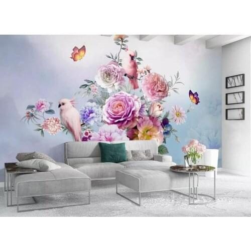 XUE SU Wall covering custom wallpaper modern minimalist flower and bird personality childrens room background wall 3D mural