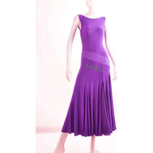2017 New Ladies Ballroom Dance Dresses Purple Backless Sleeveless Skeleton Leotard Costume Modern/Jazz/ Ballroom Standard Dress