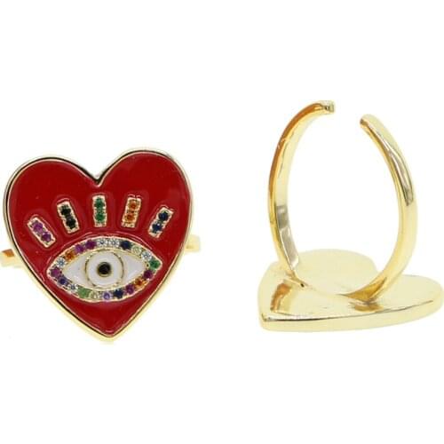 New Fashion white black red Enamel Rings Cute Creative Colorful Eyes Rings for Women Girls Vintage festival open ring Jewelry