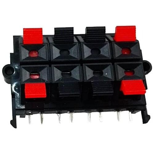 Wholesale 2pcs 8PIN PUSH Red and Black Spring Push Type Speaker Cable wire Loudspeaker Audio Terminal Board Connector -wp8--15