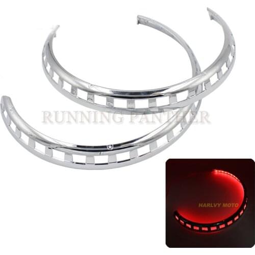 Pair Fire Ring Brake Disc Rotors Chrome Cover Red/ White LED For Honda GL1800 2001-2014 2013 2012 2011 2010 2009 2008