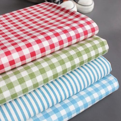 Pastoral Striped Plaid Cotton And Linen Fabric Sewing Upholstery Linen Cloth For Curtain Tablecloth Material