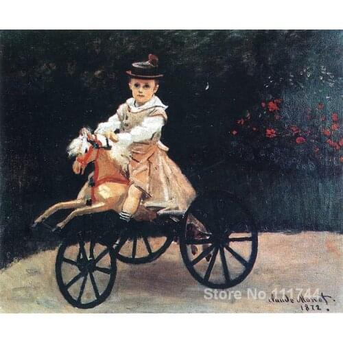 Landscape paintings Jean Monet on a Mechanical Horse by Claude Monet canvas art High quality Hand painted