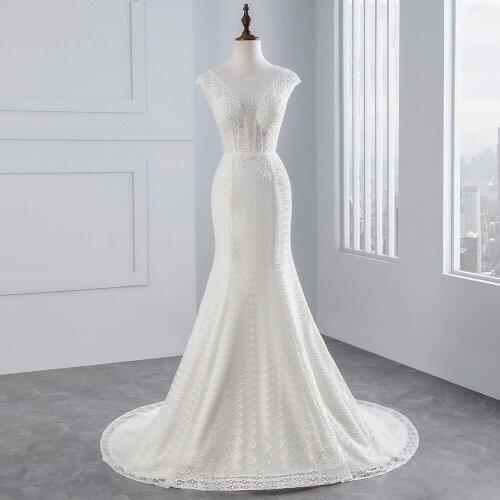 Real photo new style Sexy chest wedding dress 2020 Mermaid sleeveless lace Wedding Gown Vestido de noiva