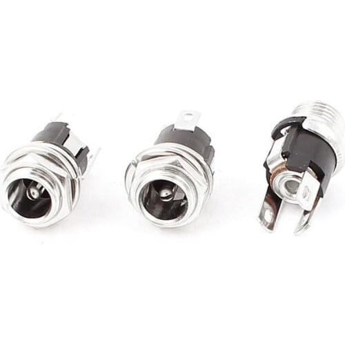 3Pcs DC Power Supply Jack Socket Female Panel Mount Connector 5.5*2.1mm DC Female Power Supply Jack Connector
