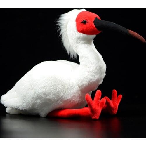 27cm Simulation Super Cute Asian Crested ibis Plush Toy White Red Japanese Chinese Nipponia nippon Real Life Doll Child Gift