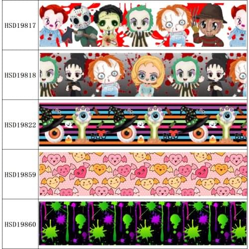 22MM 25MM 38MM 50MM 75mm Printed Pattern Halloween on Grosgrain Ribbon for diy ribbon