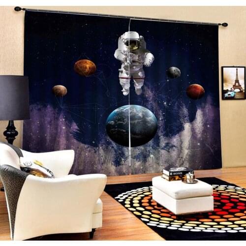 Starry sky curtains Luxury Blackout 3D Curtains Living Room Bedroom Drapes Cortinas Customized size blue Blackout curtain
