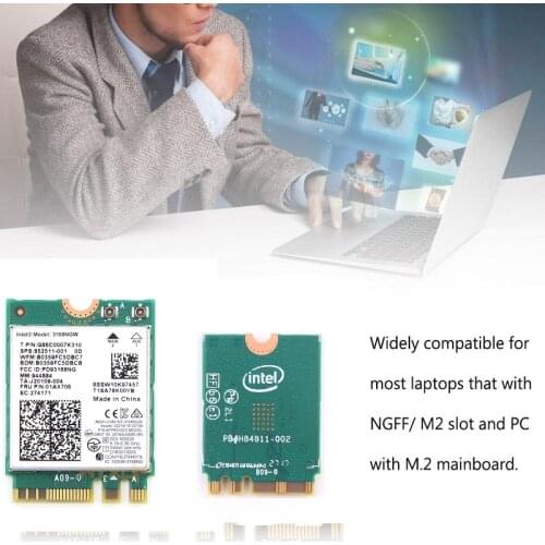Network Card Intel 3168 NGW 2.4G 5G Dual Band WiFi M.2 2230 Receiver Wireless 802.11AC 600Mbps Bluetooth-compatible 4.2 Module