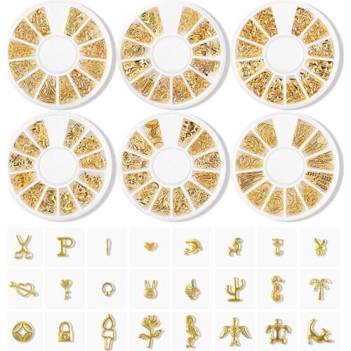 Mixed Styles Silver Gold 3D Star Moon Metal Rivet Ongles Nail Art Decoration Accessories Charms Nails Alloy Jewelry Studs